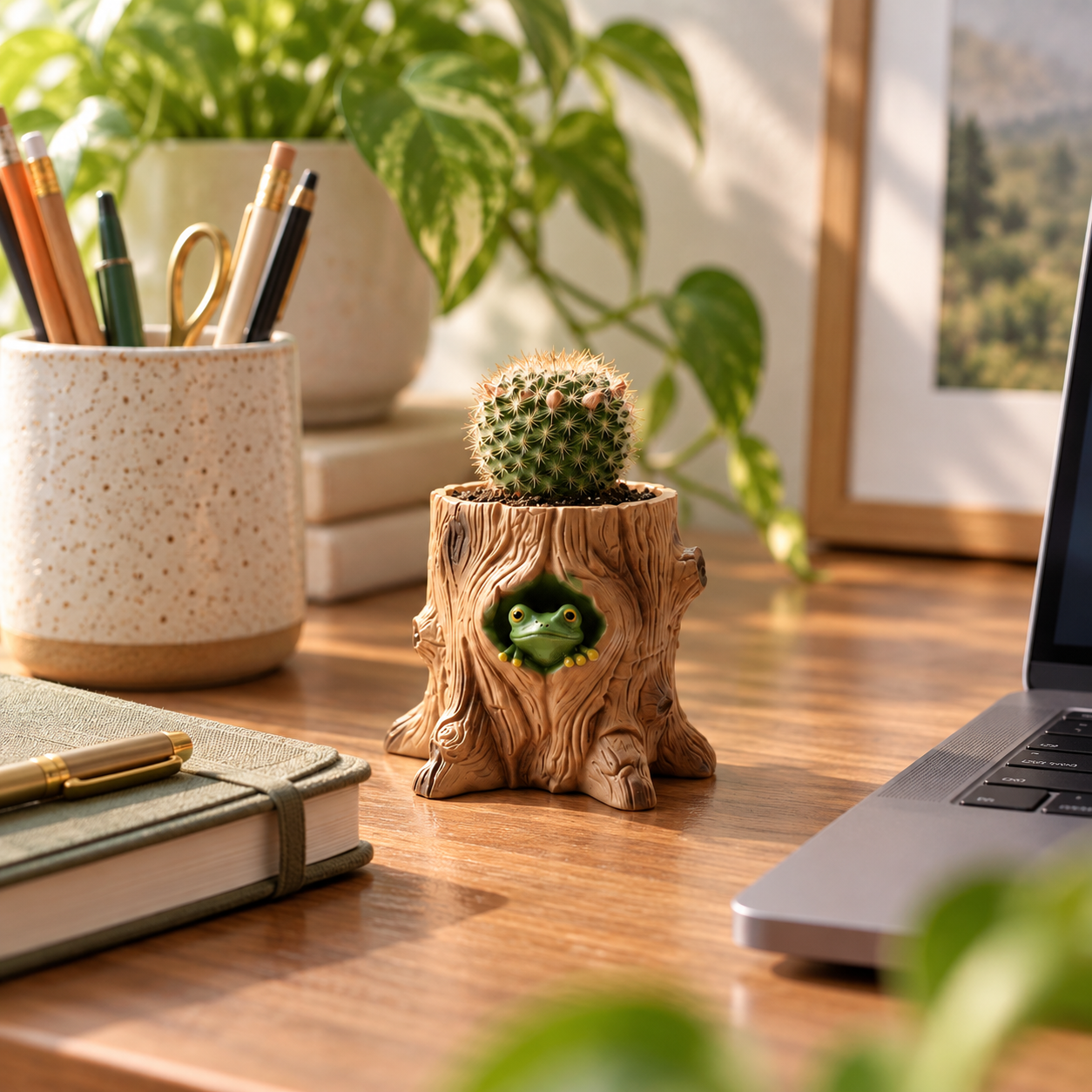 Peekaboo Frog Tree Stump Planter 🐸🌿