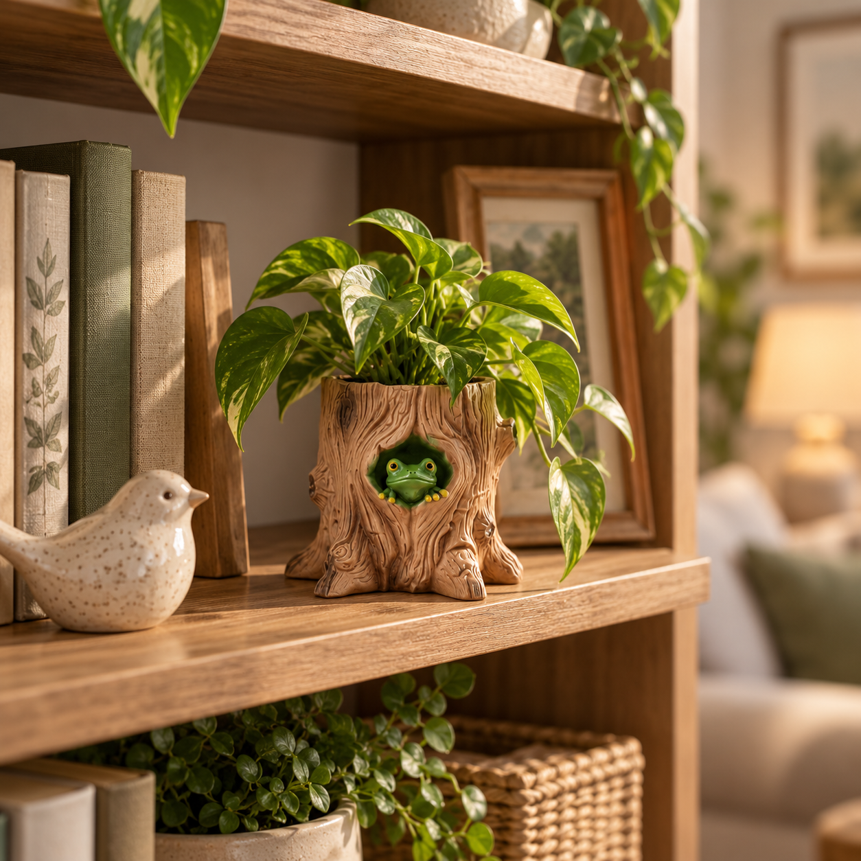 Peekaboo Frog Tree Stump Planter 🐸🌿