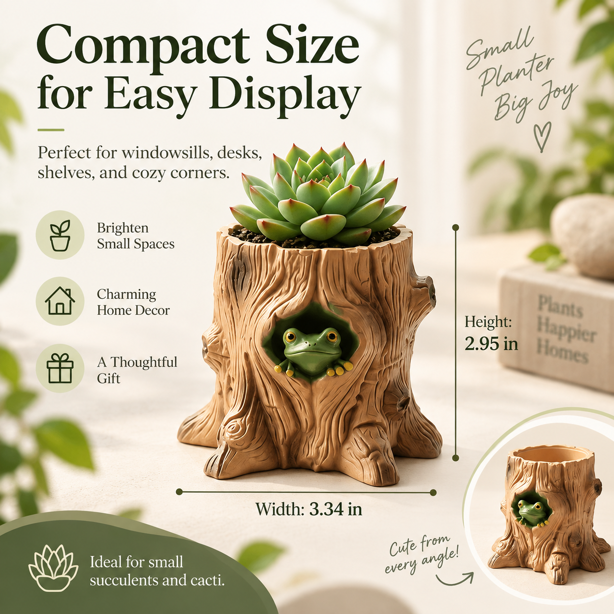 Peekaboo Frog Tree Stump Planter 🐸🌿