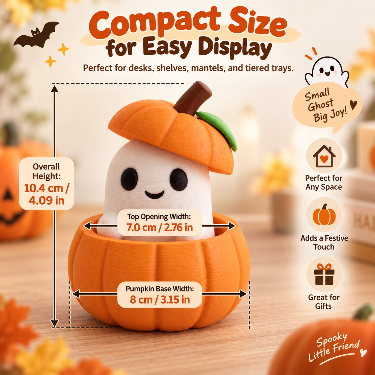 👻 Pumpkin Ghost Peekaboo Figurine Product Description