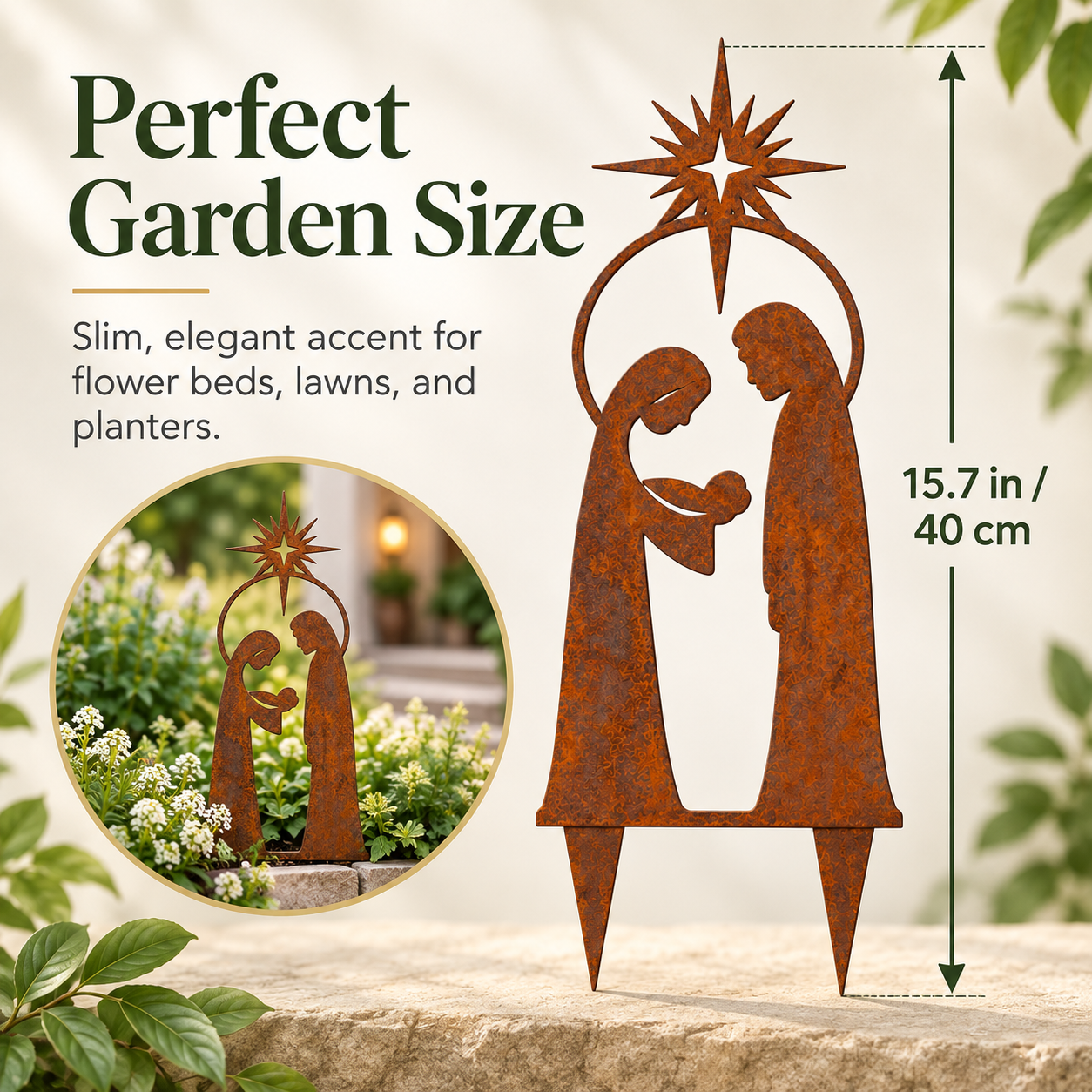 Holy Family Nativity Garden Stake Product Description