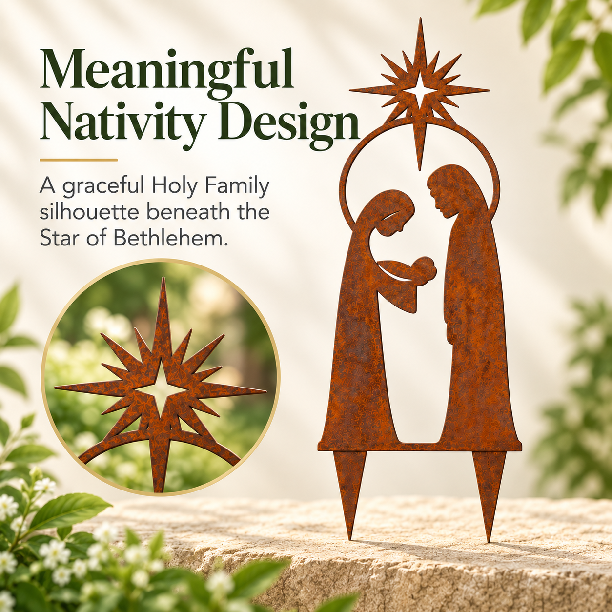 Holy Family Nativity Garden Stake Product Description