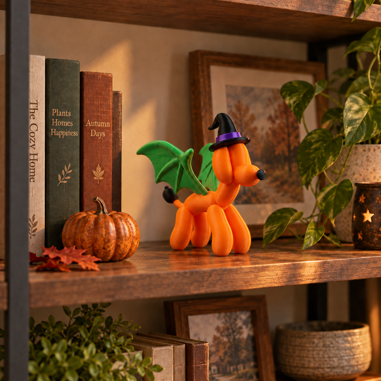 Halloween Witch Balloon Dog Figurine