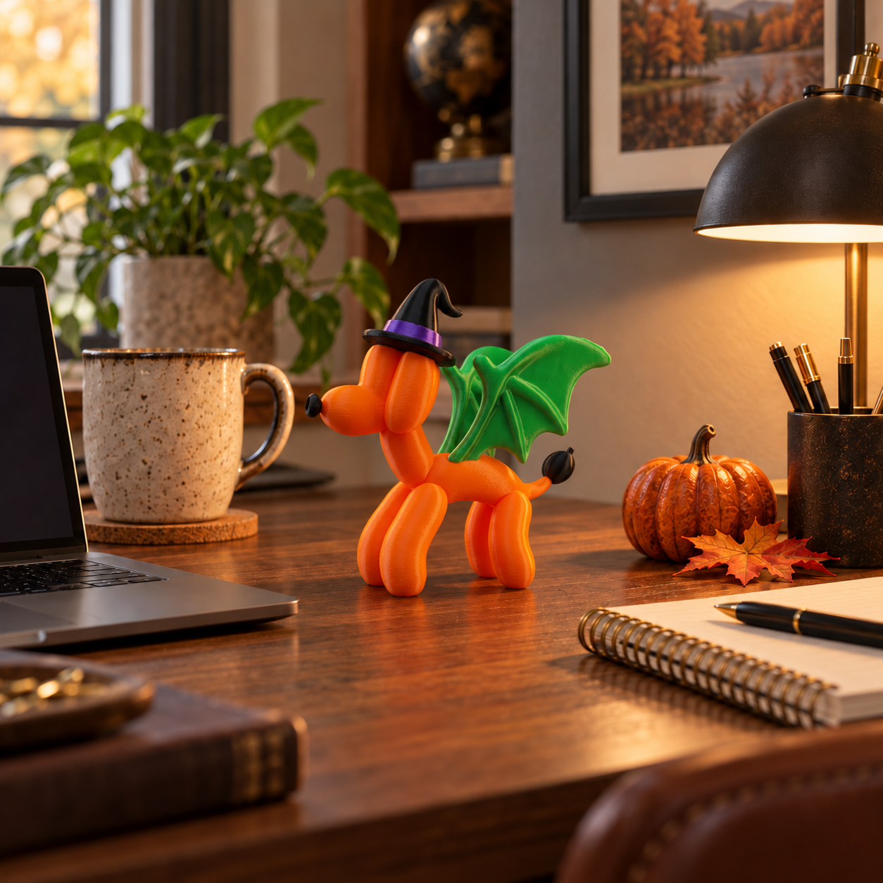 Halloween Witch Balloon Dog Figurine