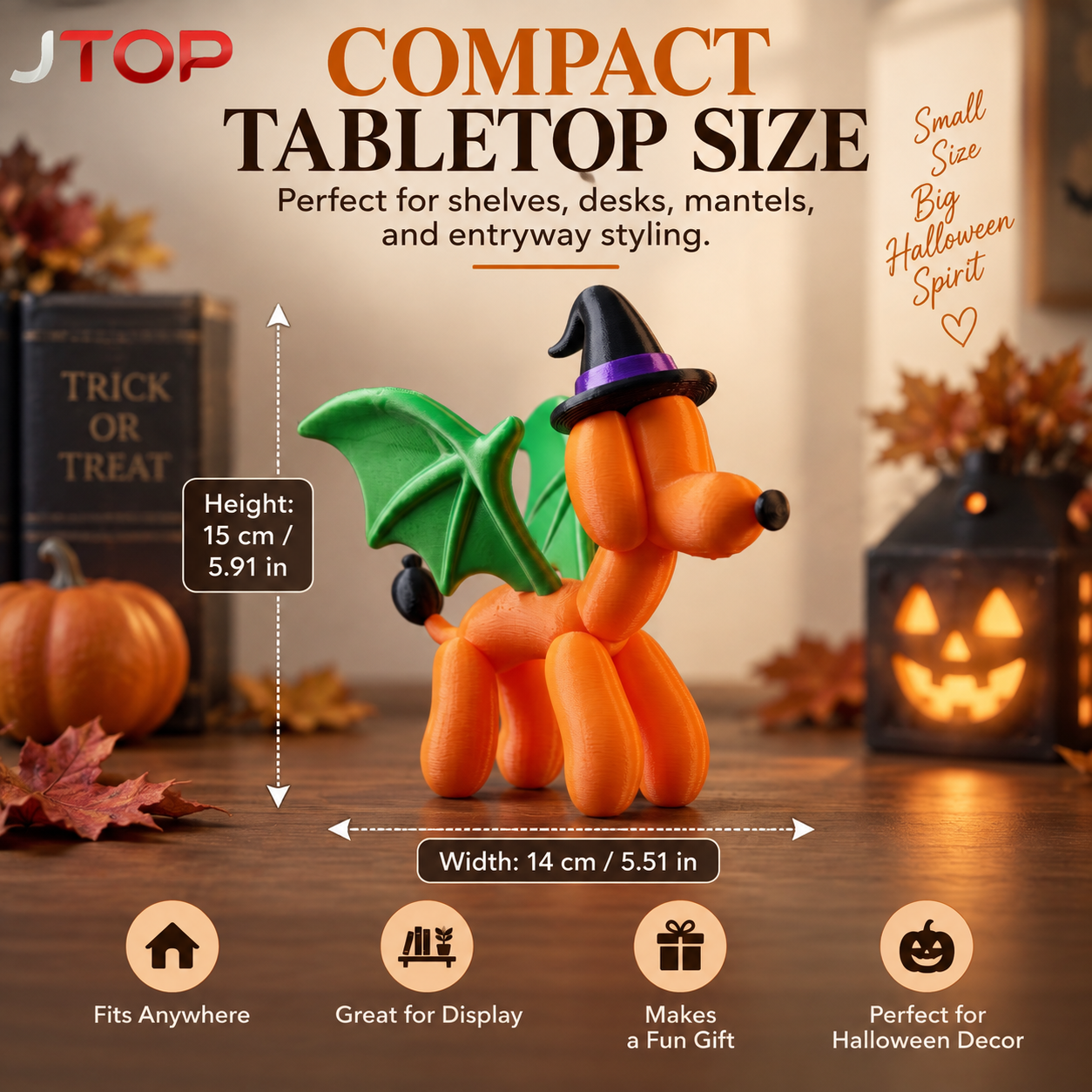 Halloween Witch Balloon Dog Figurine