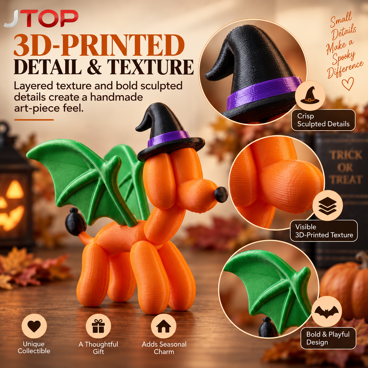 Halloween Witch Balloon Dog Figurine