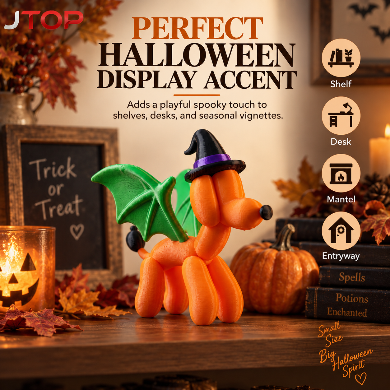 Halloween Witch Balloon Dog Figurine