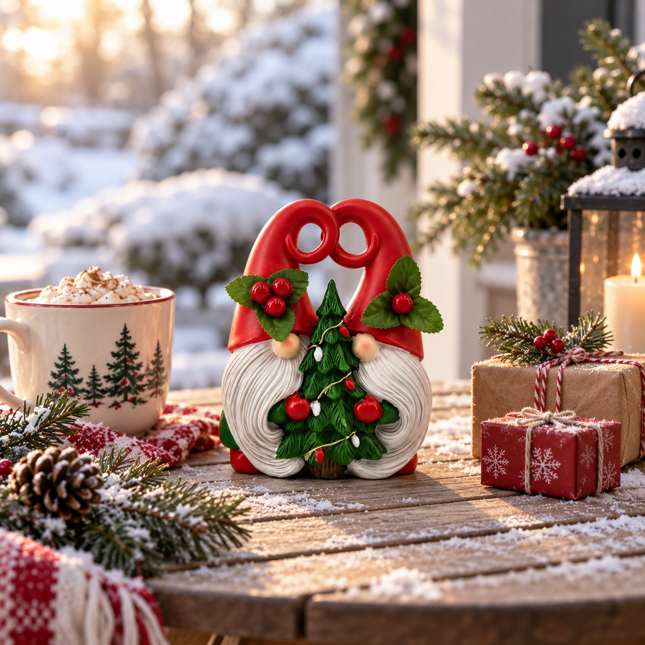 Christmas Gnome Couple Figurine