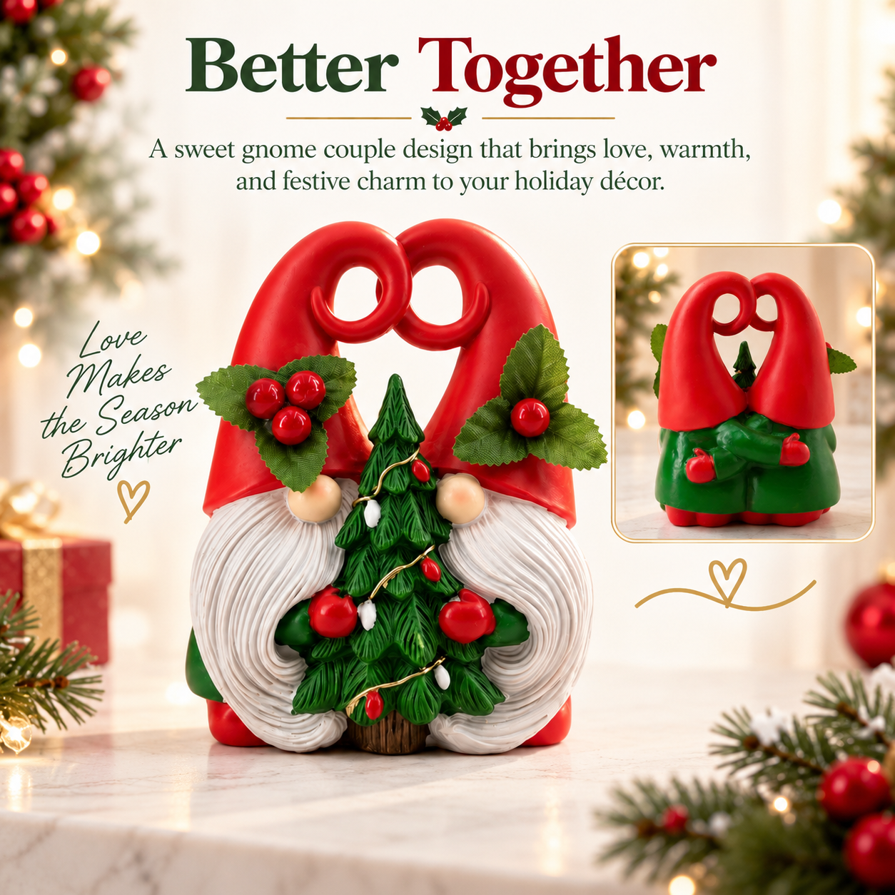 Christmas Gnome Couple Figurine