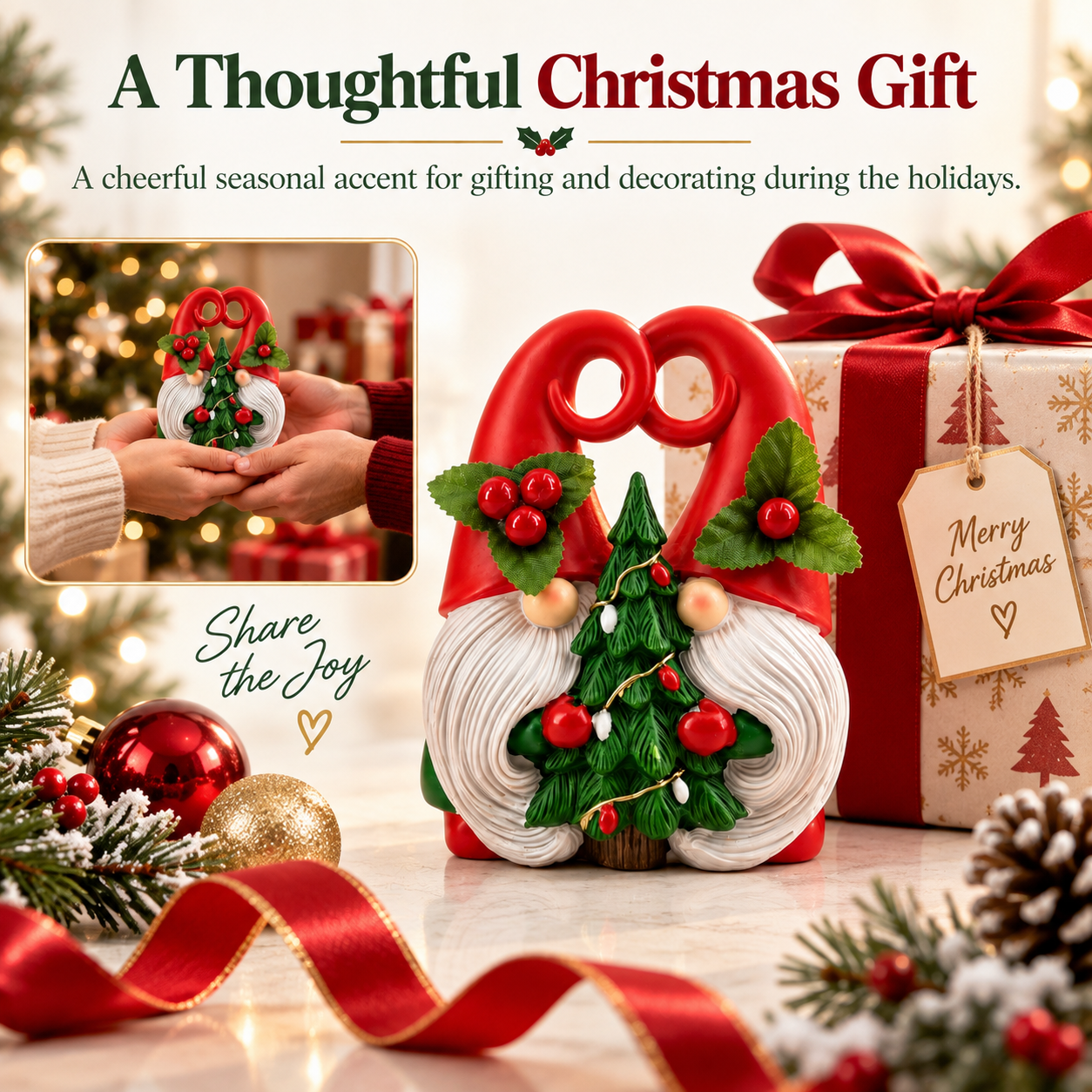 Christmas Gnome Couple Figurine