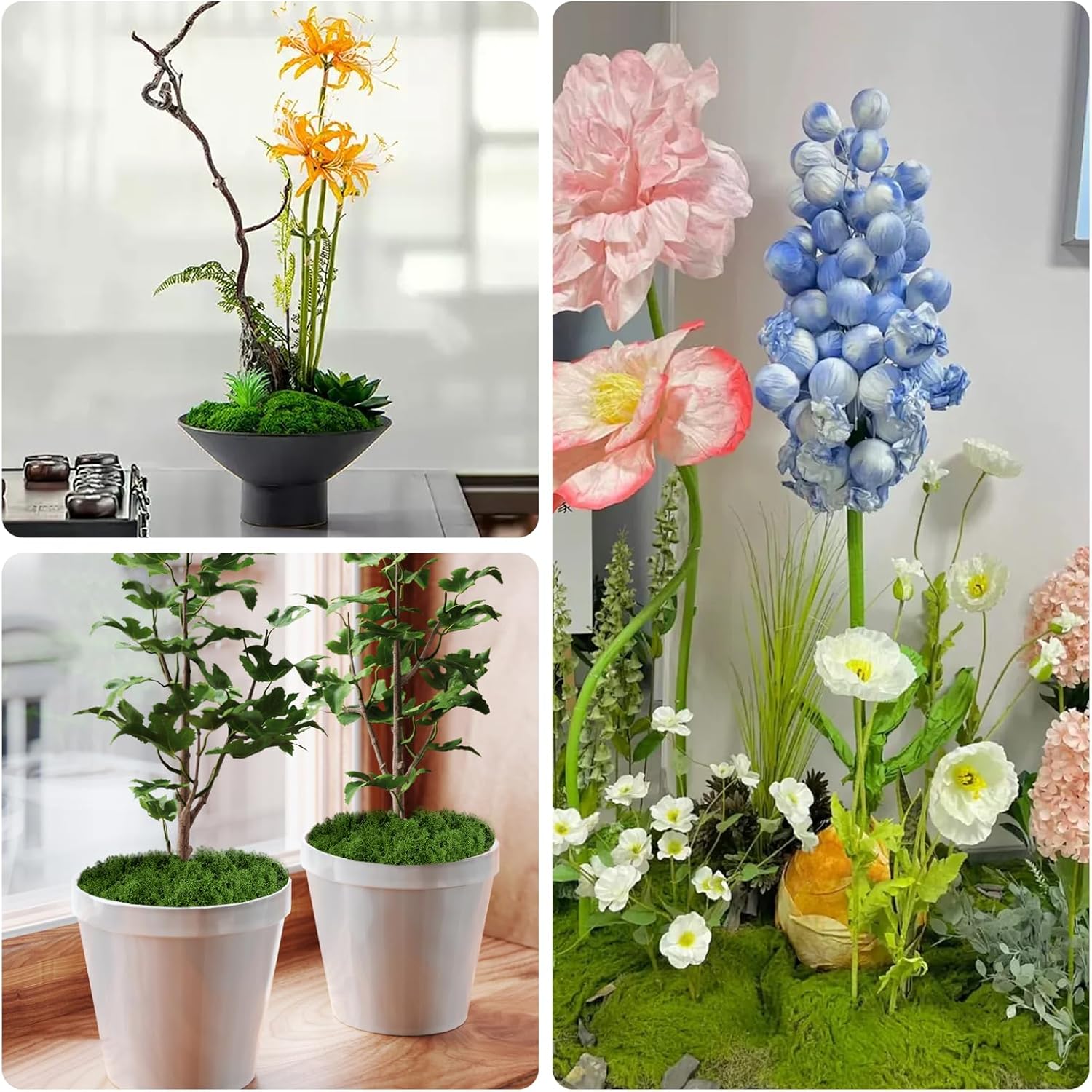 Fake Green Moss for Potted Plants,Artificial Moss for Crafts Indoor,DIY Table Decorating Fairy Garden Accessories Wedding Party Floral Decor Outdoor