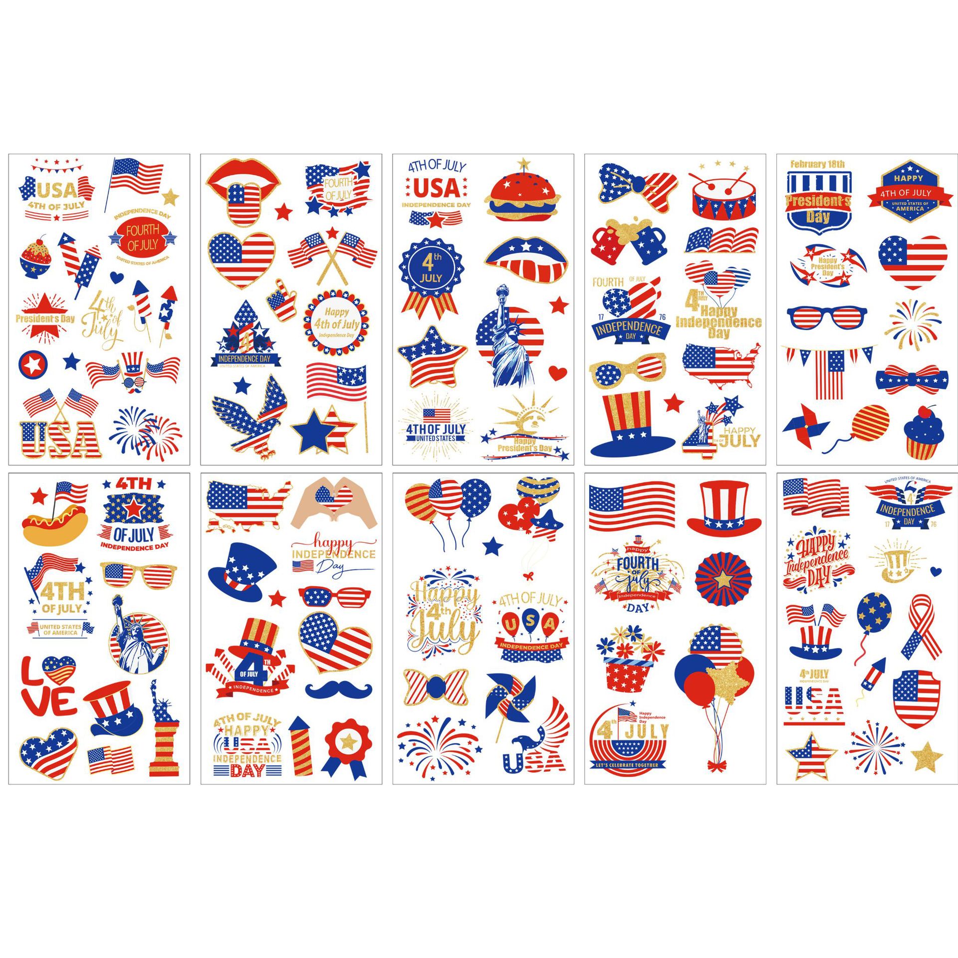 USA 250th Independence Day Temporary Tattoos – Patriotic 4th of July Body Stickers for Kids & Adults