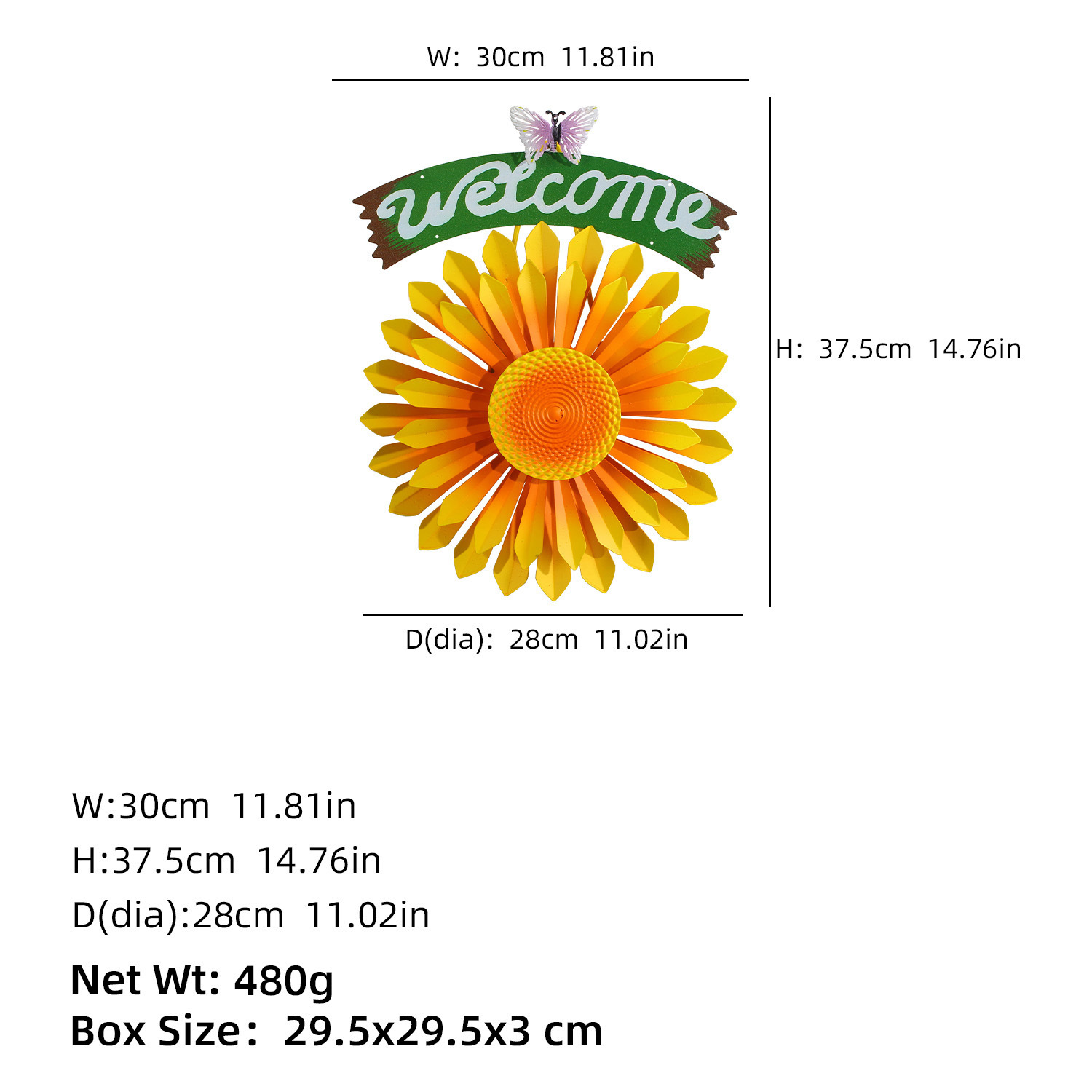 Rotating Sunflower Wind Spinner Garden Decor, Outdoor Flower Windmill Stake & Wall Welcome Sign for Lawn, Fence, Porch, Patio and Flower Bed