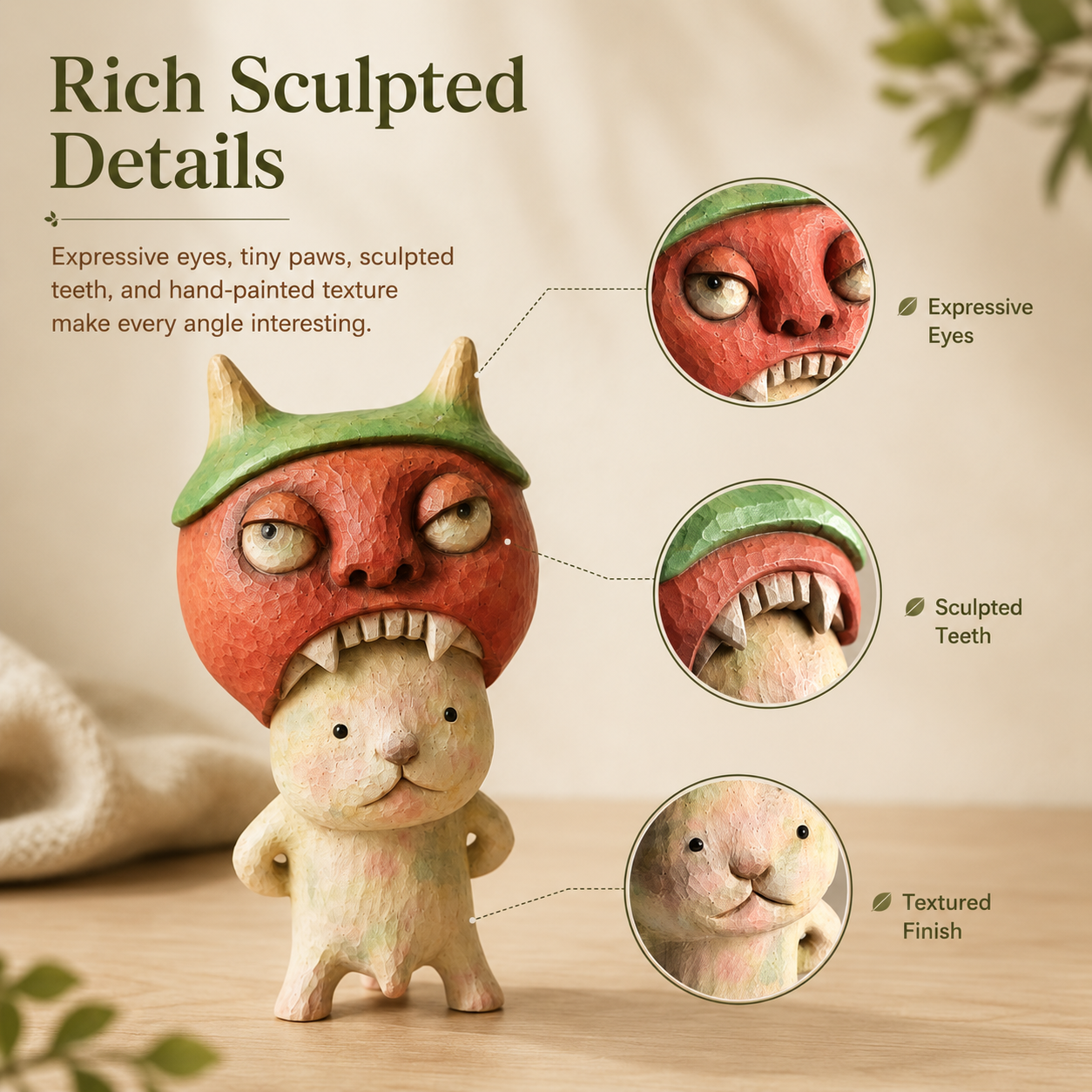 👹 Monster Cat Resin Figurine – Cute & Creepy Statement Décor