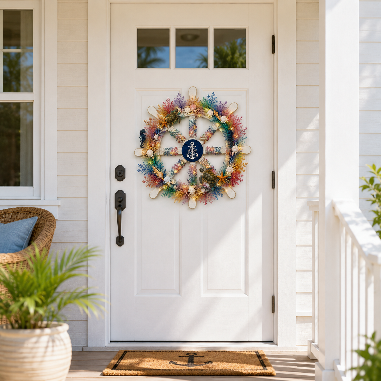Colorful Ocean Ship Wheel Wall Decor with LED Lights and Remote Control 🌊⚓