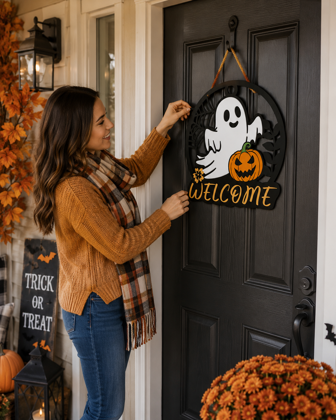 Welcome Halloween with a Cute Ghost Door Sign 🎃👻