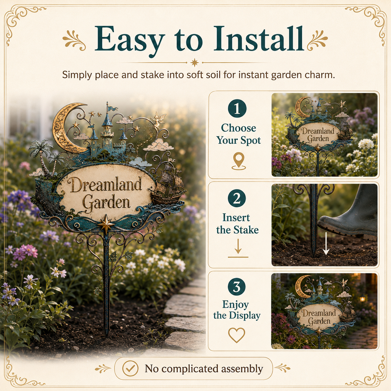 Dreamland Castle Garden Stake – Fairytale Resin Yard Sign 🌙🏰