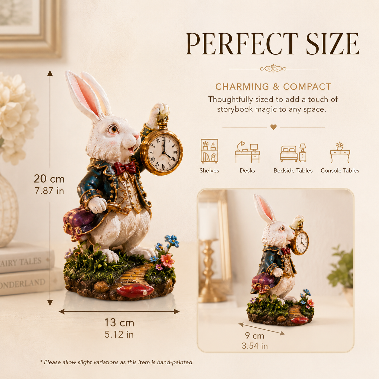 🐇 White Rabbit Pocket Watch Sculpture Figurine ✨