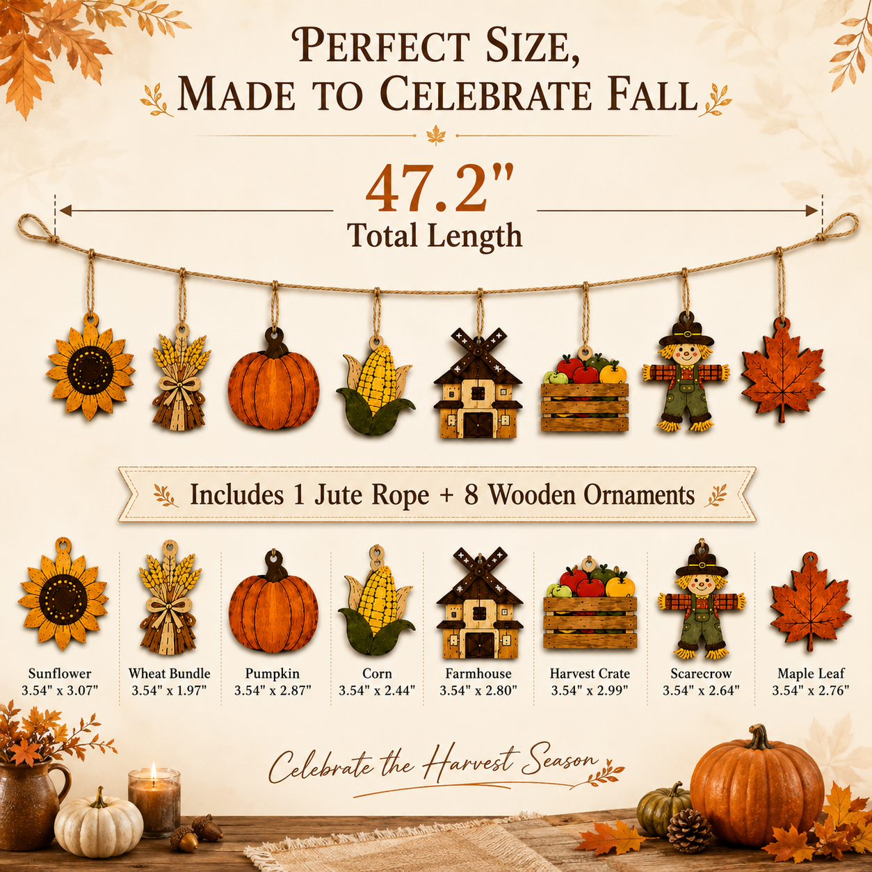 🍁Fall Harvest Wooden Garland Set