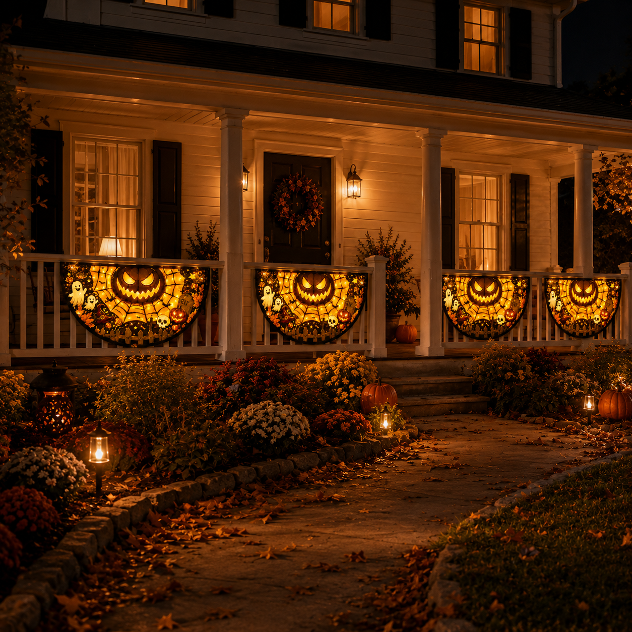 Spooky Half-Circle Halloween Flag for Instant Porch Vibes 🎃🕸️