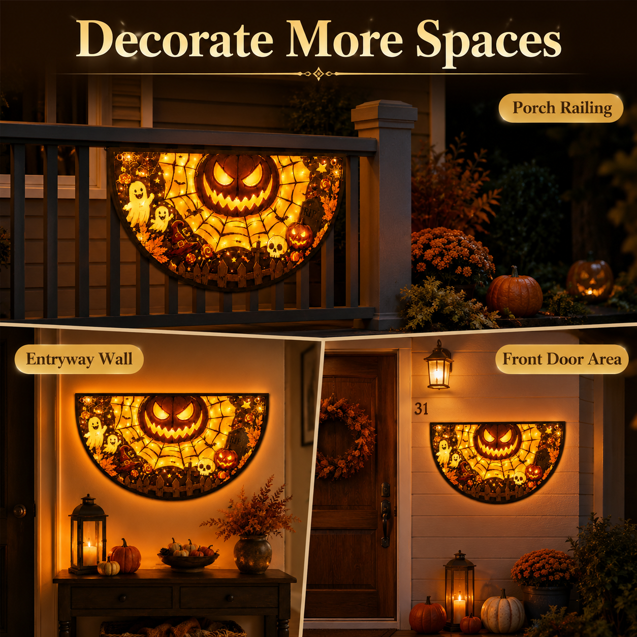 Spooky Half-Circle Halloween Flag for Instant Porch Vibes 🎃🕸️