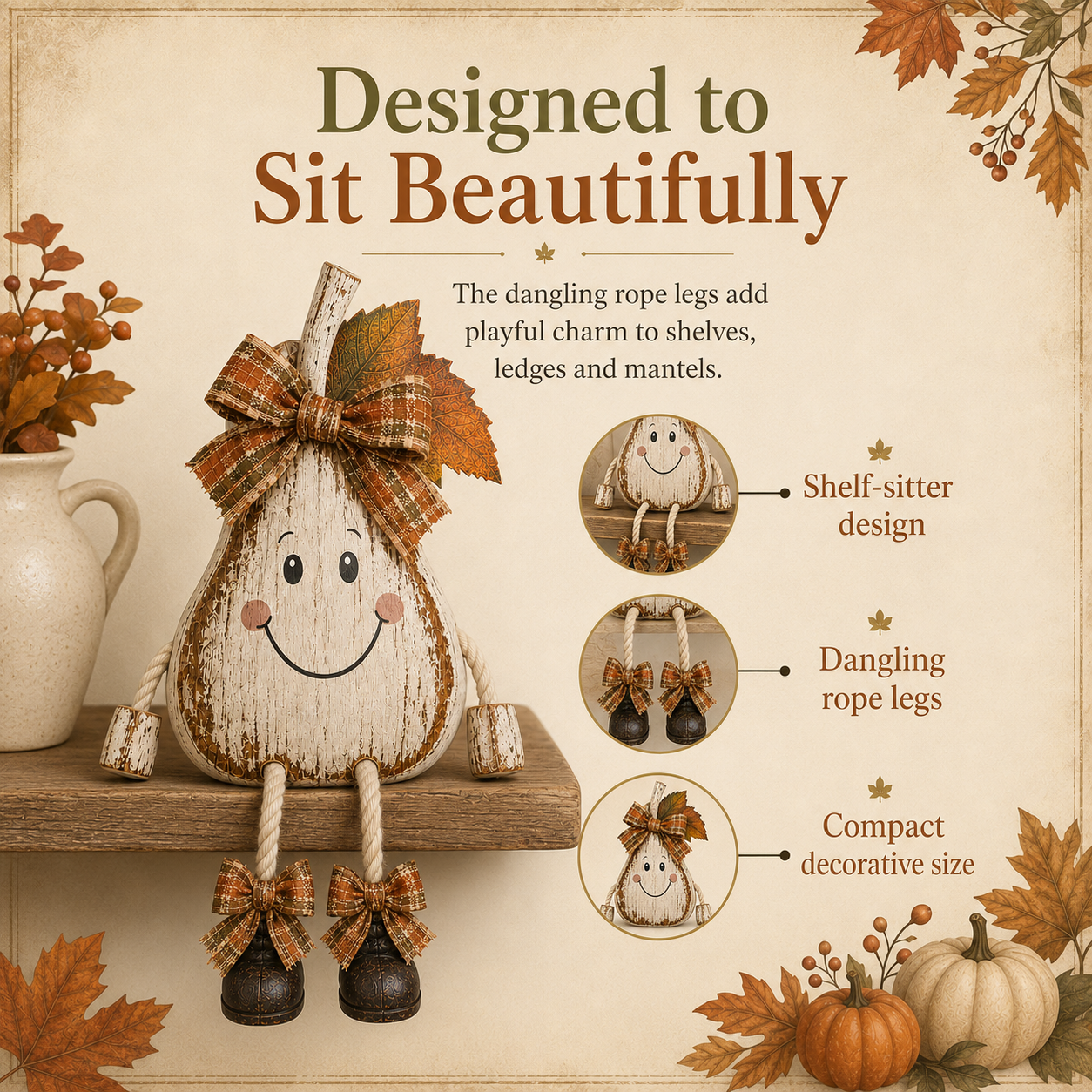 Rustic Fall Pear Shelf Sitter
