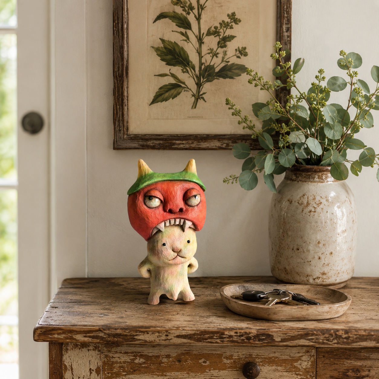 👹 Monster Cat Resin Figurine – Cute & Creepy Statement Décor