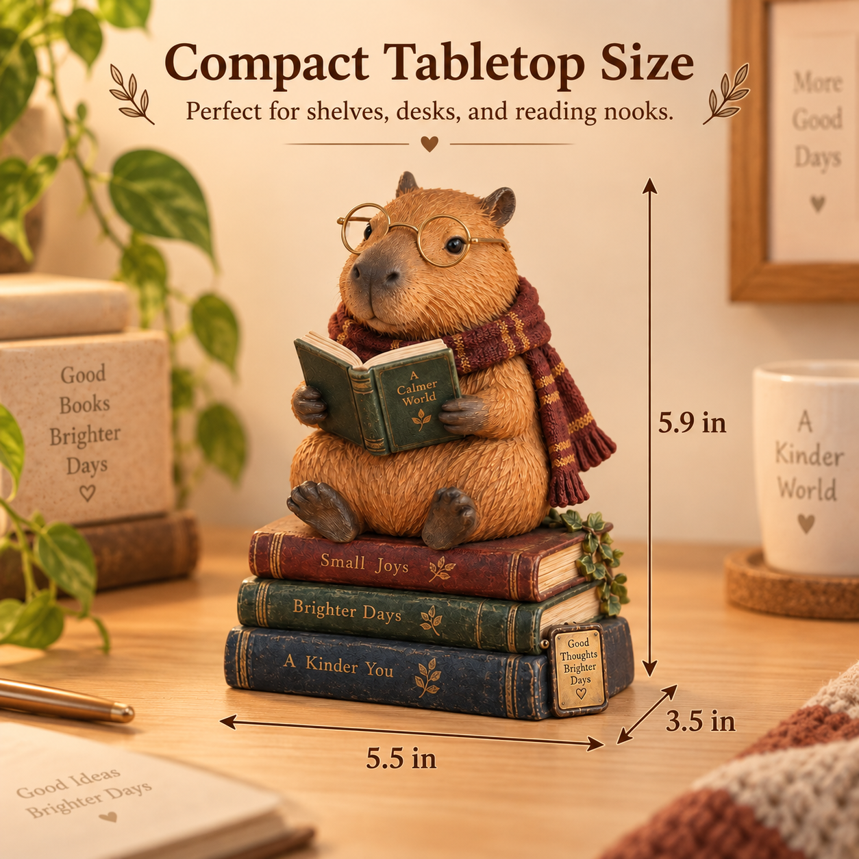 Capybara Reading Figurine