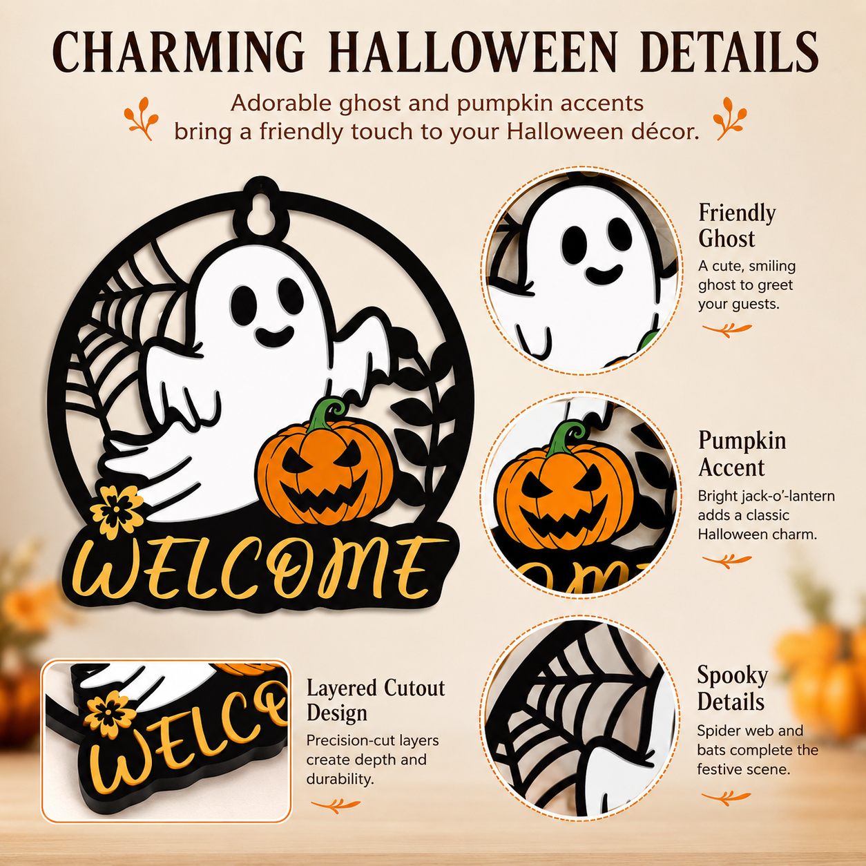 Welcome Halloween with a Cute Ghost Door Sign 🎃👻