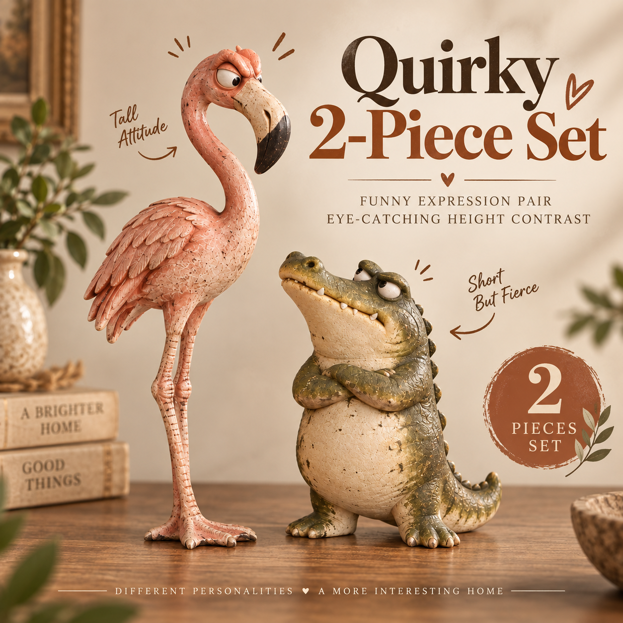 🦩Funny Flamingo & Crocodile Resin Figurines