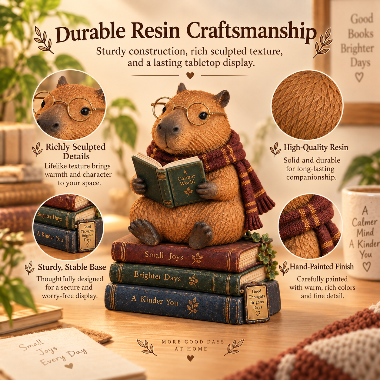 Capybara Reading Figurine