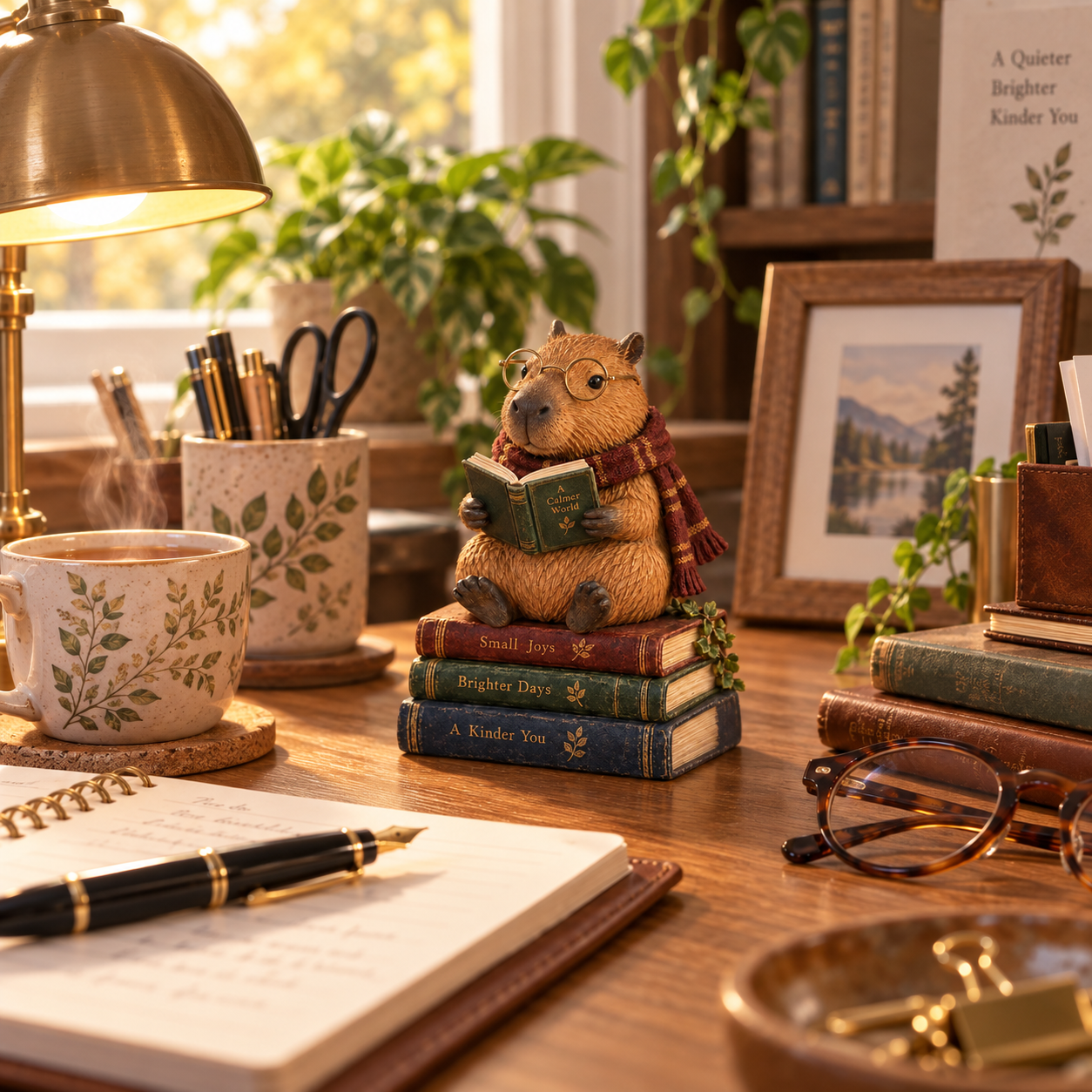 Capybara Reading Figurine