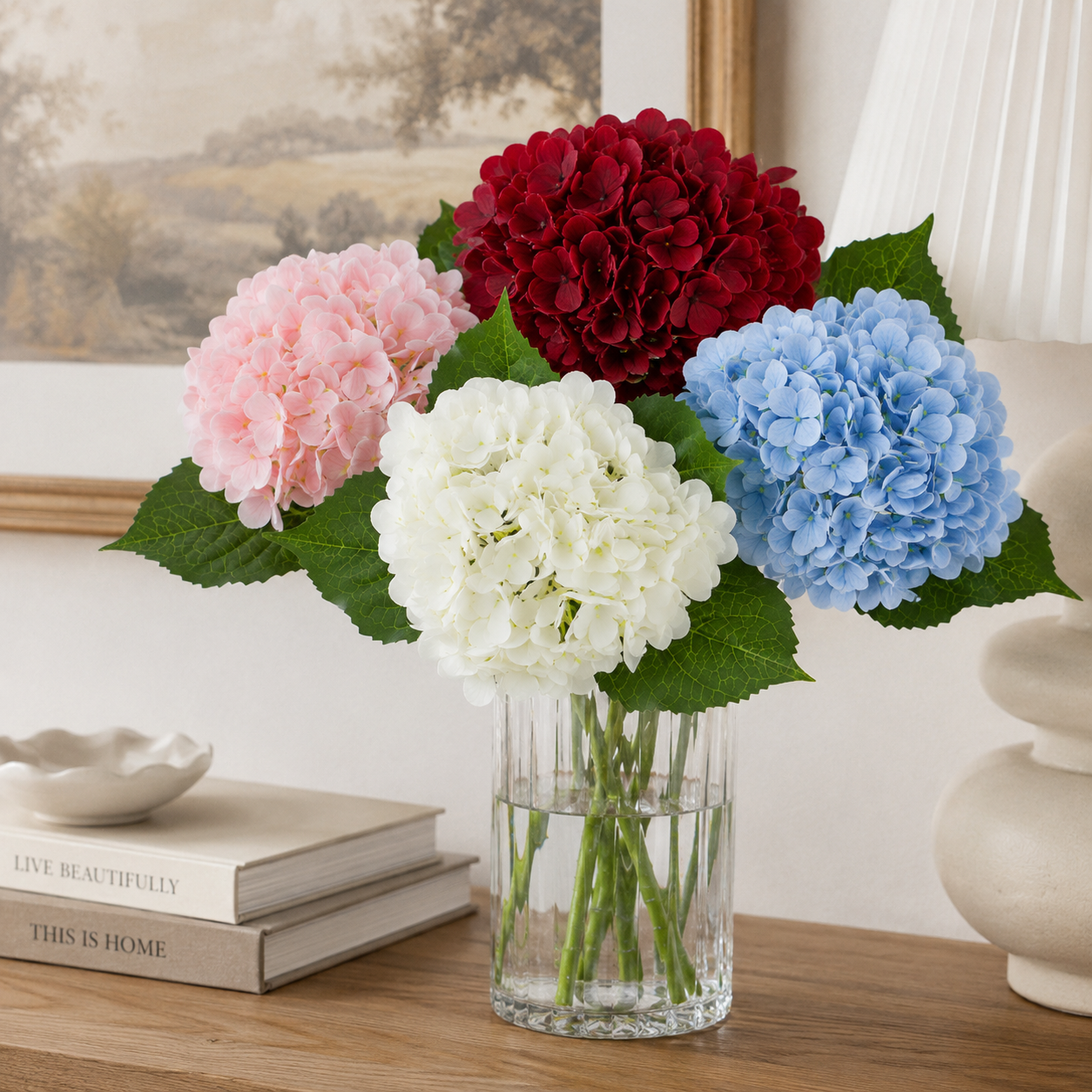 Multi-Color Artificial Hydrangea Stems – Home Decor & Floral Arrangement