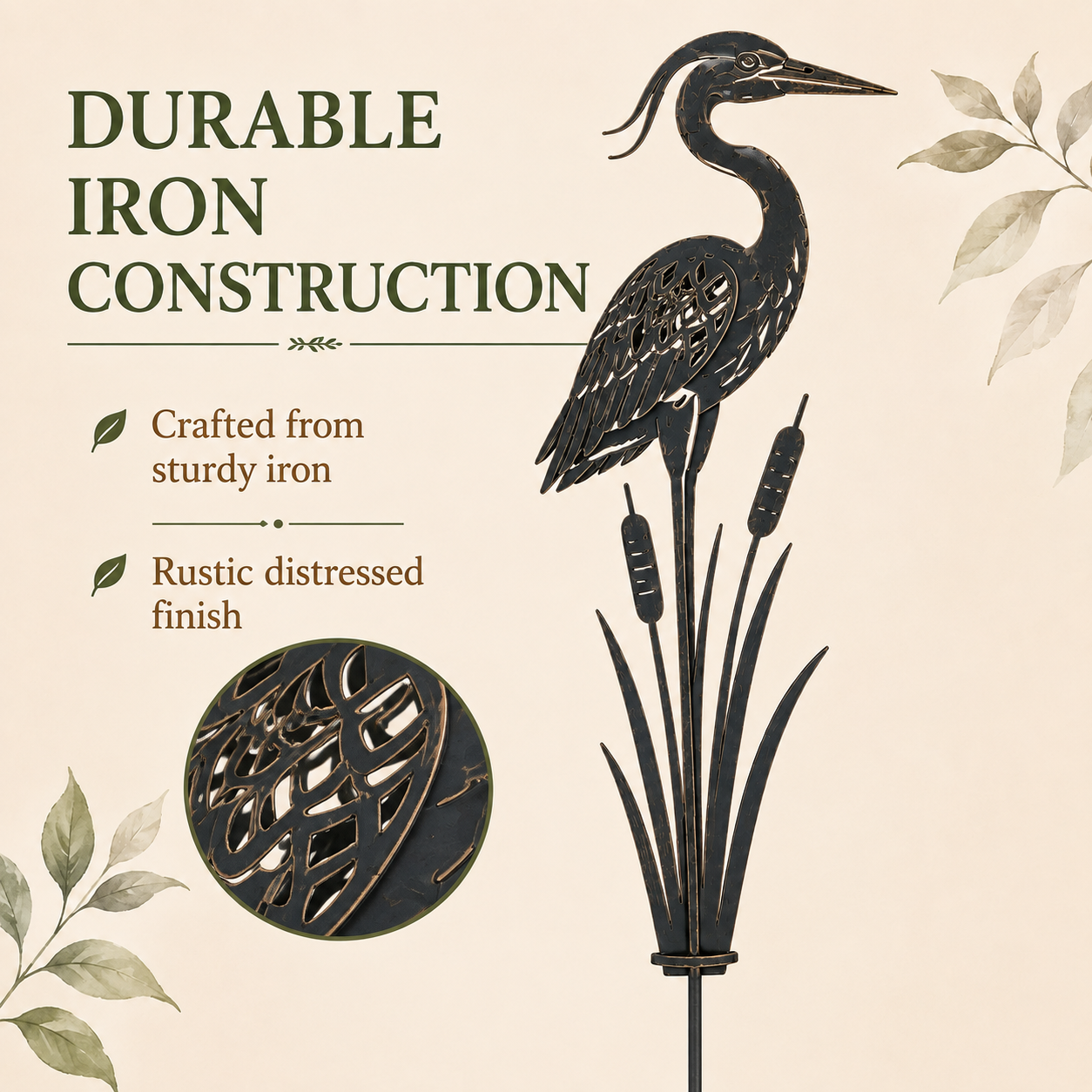 🐦Metal Heron Garden Stake