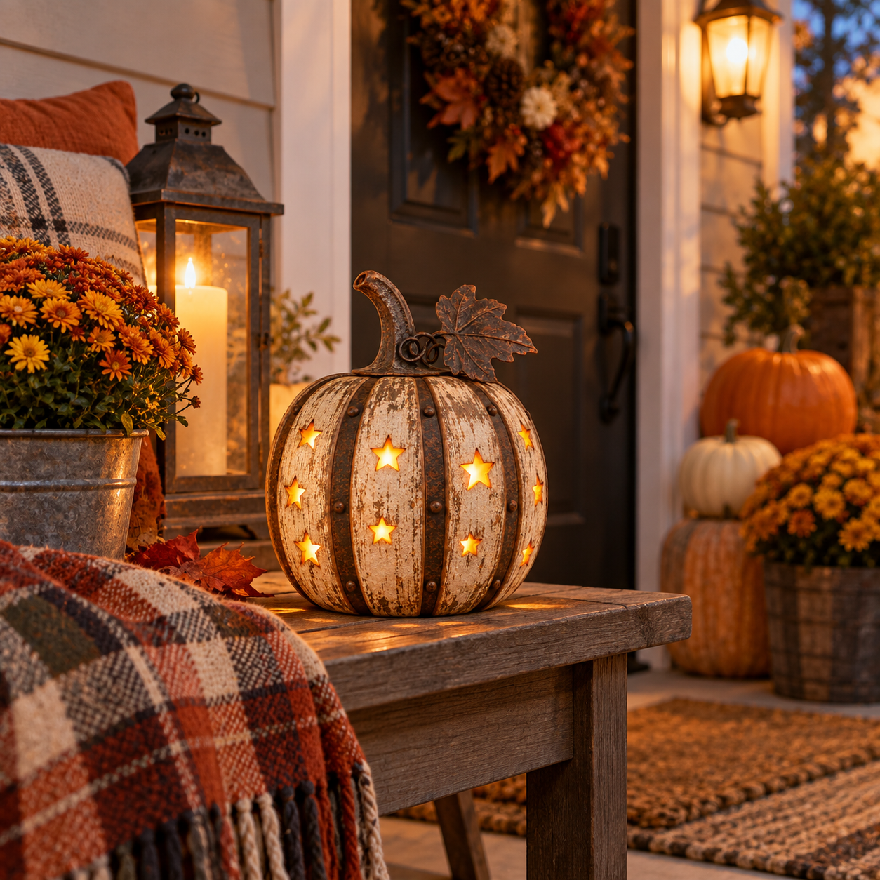 Rustic Starry Pumpkin Lantern Halloween Decor with Remote Control Light ✨🎃