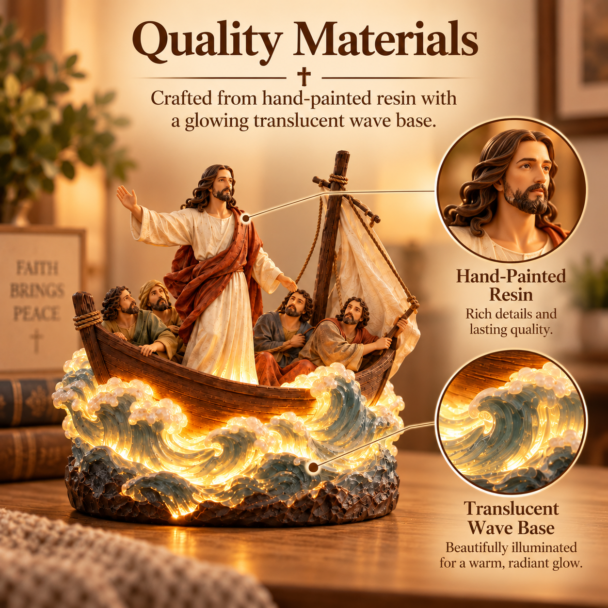✝️Jesus Calms the Storm Lighted Resin Figurine