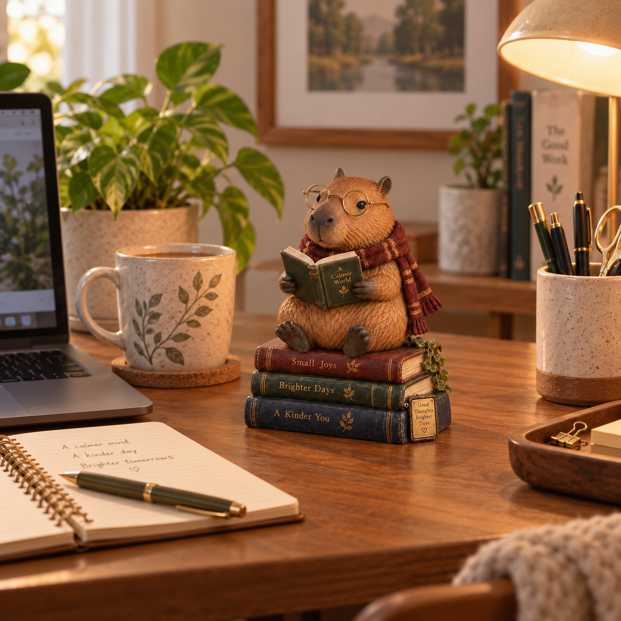 Capybara Reading Figurine