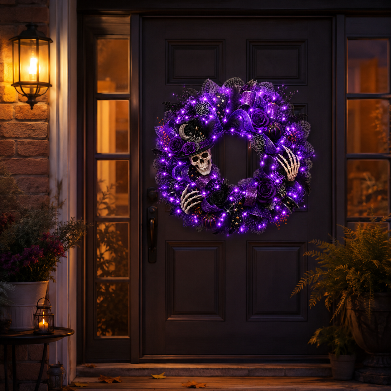 Light Up Halloween with a Spellbinding Purple Gothic Wreath 💀💜🎃✨