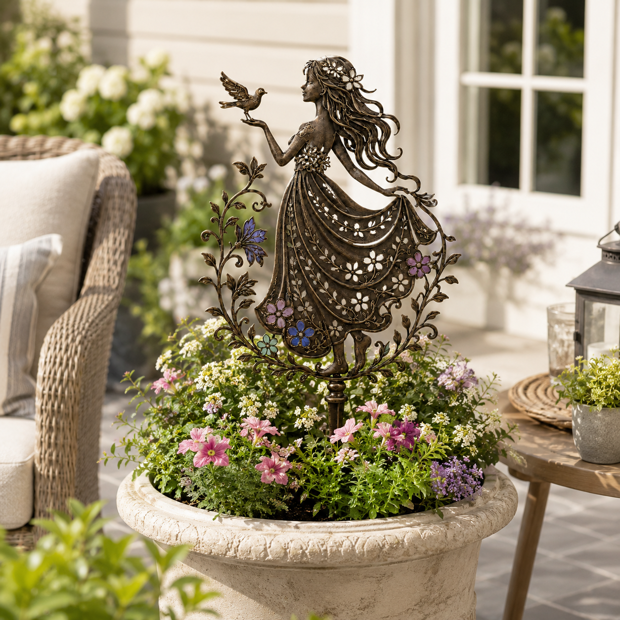 Remote-Controlled Illuminated Fairy Girl Metal Garden Stake ✨🕊️