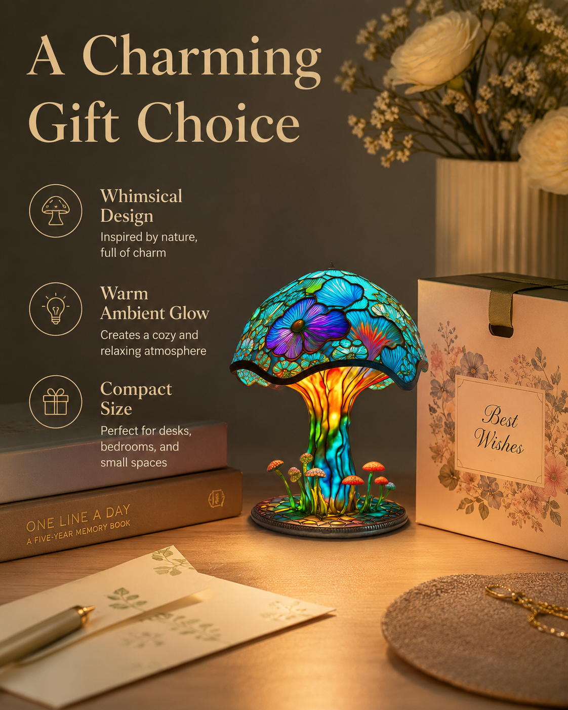 🍄 Colorful Mushroom Table Lamp