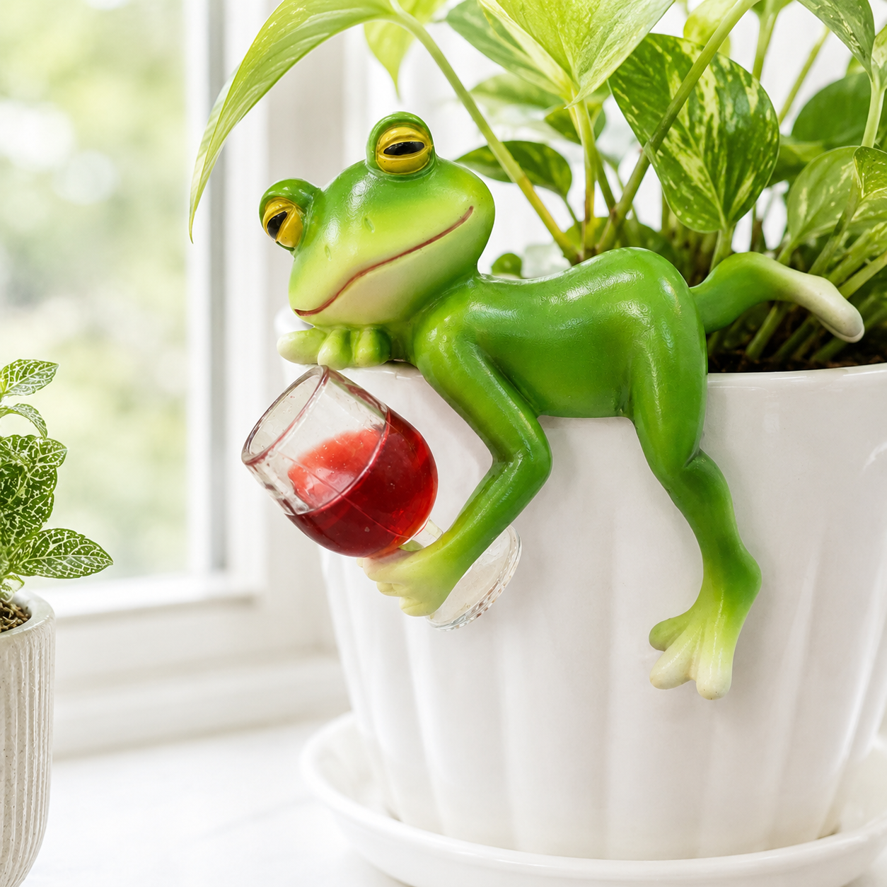 Hanging Frog Planter Ornament – Resin Garden Animal Figurine for Flower Pots and Fish Tanks