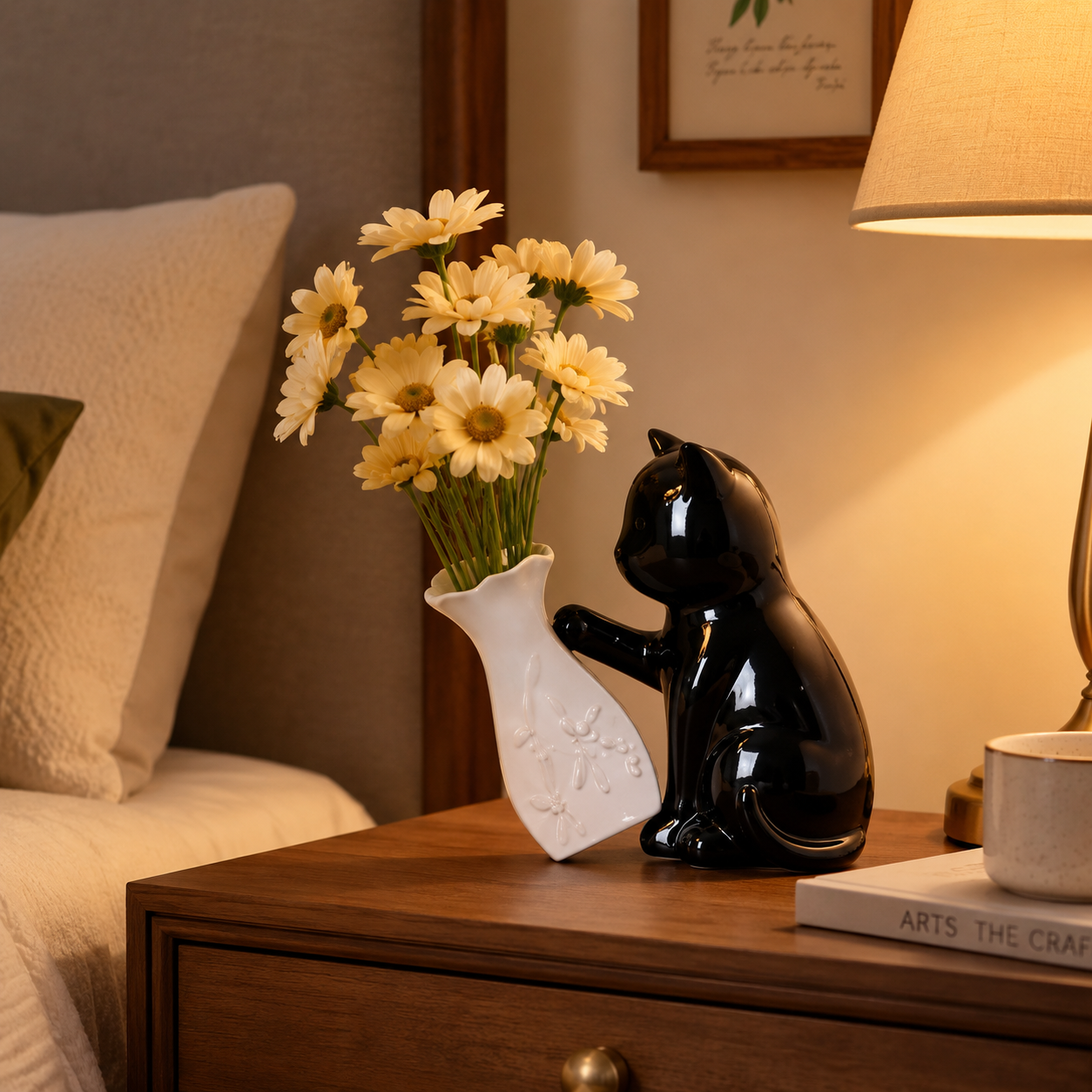Black Cat Flower Vase Decor