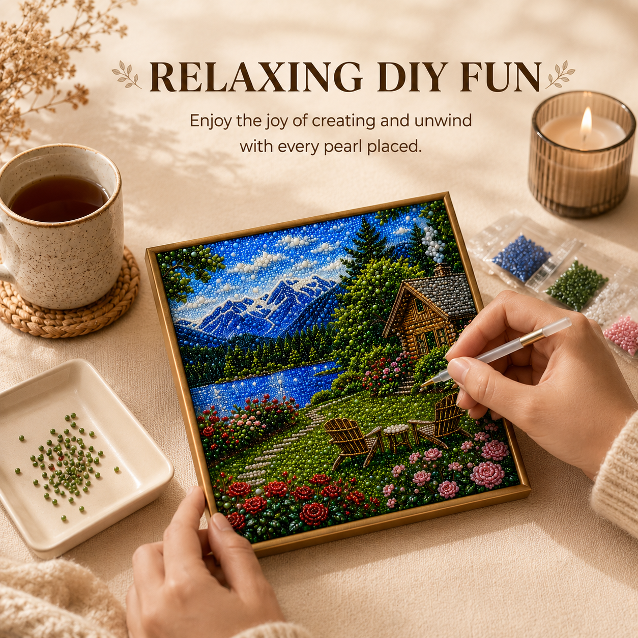 DIY Pearl Bead Landscape Painting Kit🏔️🌹