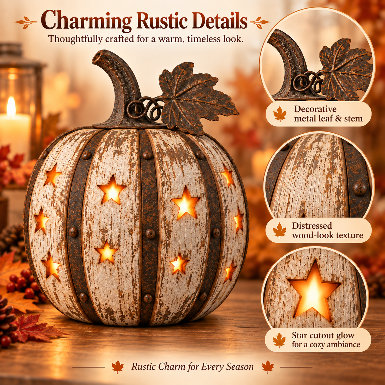 Rustic Starry Pumpkin Lantern Halloween Decor with Remote Control Light ✨🎃