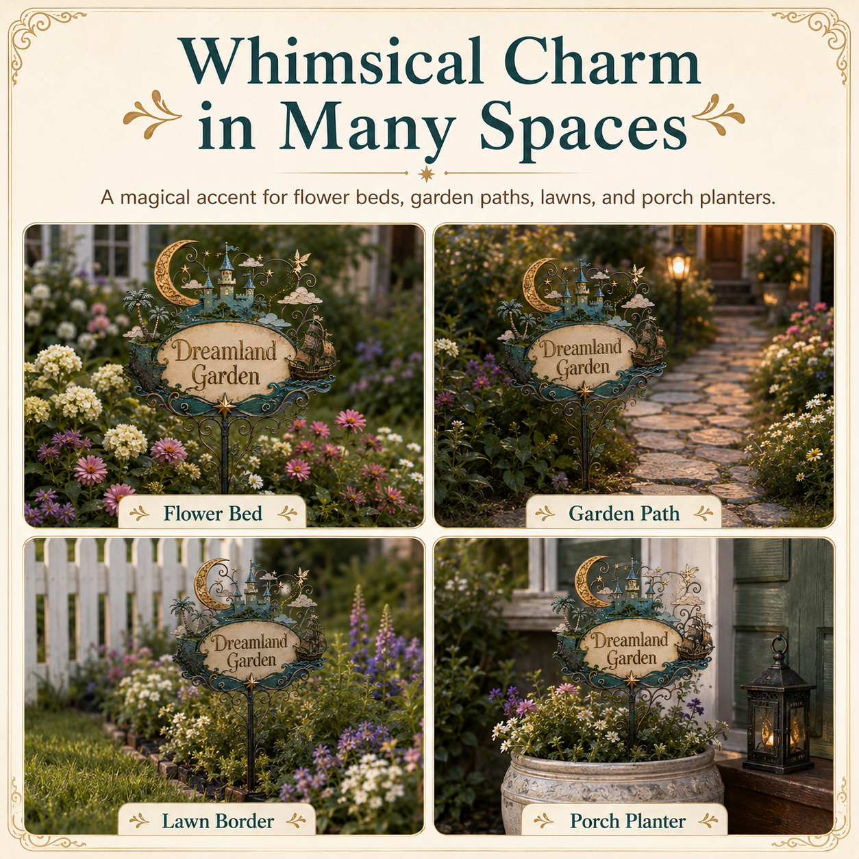 Dreamland Castle Garden Stake – Fairytale Resin Yard Sign 🌙🏰