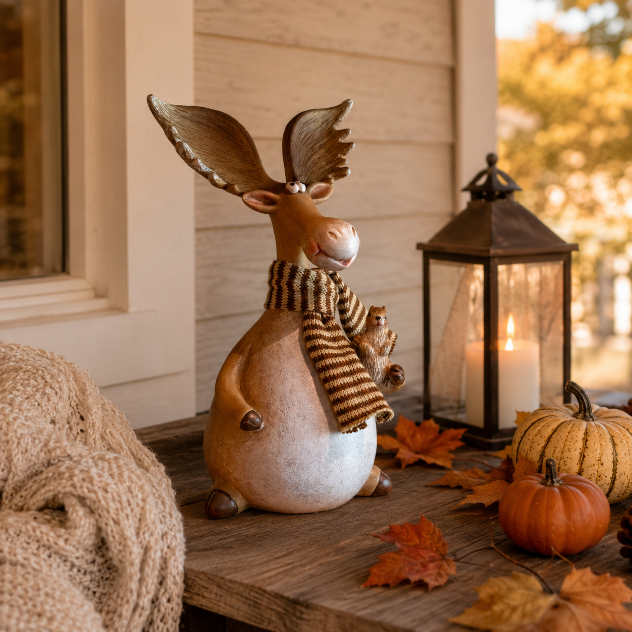 Whimsical Moose & Squirrel Resin Figurine – Funny Woodland Tabletop Décor 🐿️