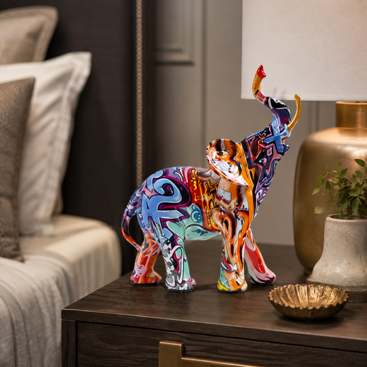 Colorful Elephant Decor Statues