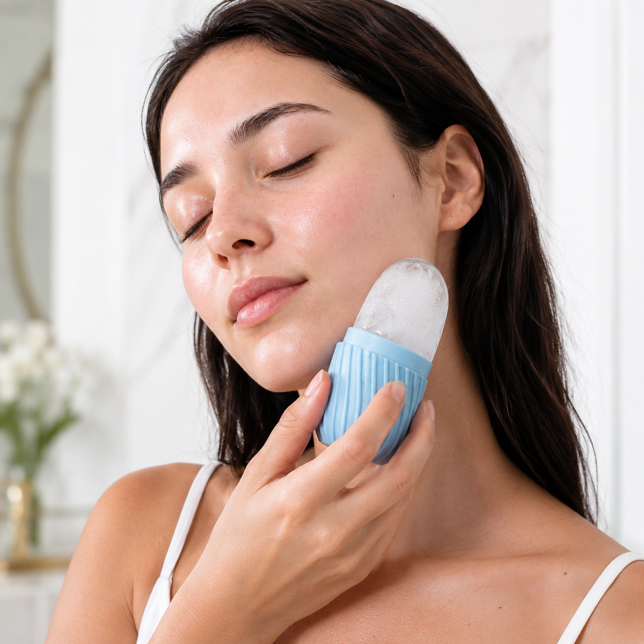 Facial Ice Cube Massager – Portable Silicone Ice Mold for Pores & Skin Care