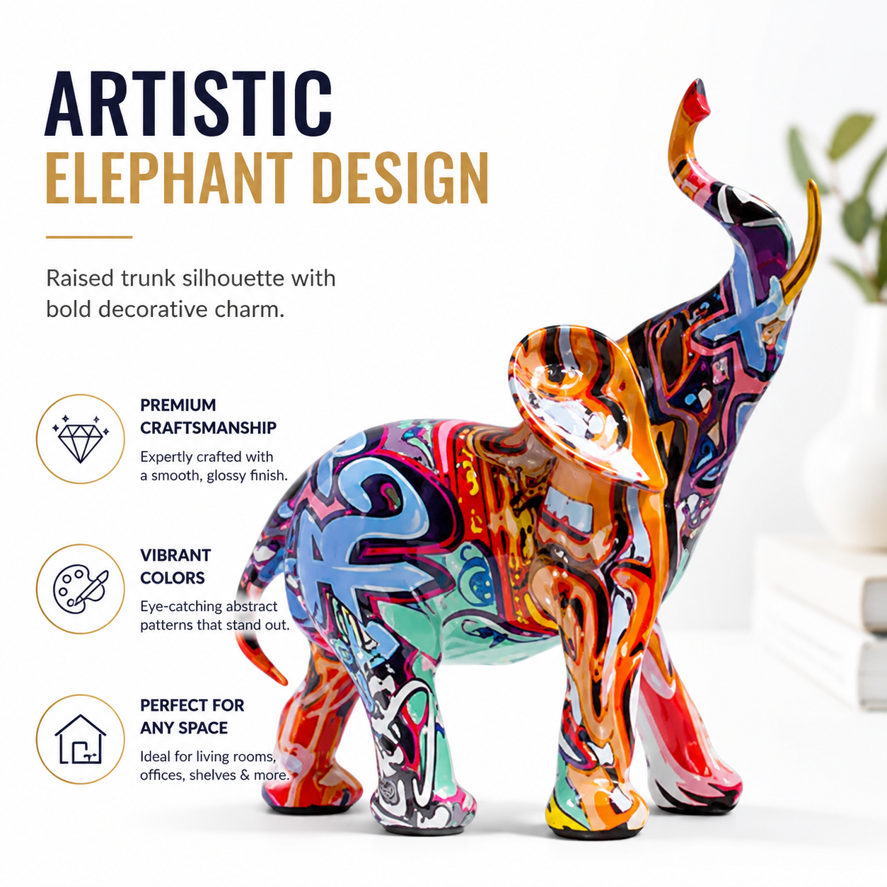 Colorful Elephant Decor Statues