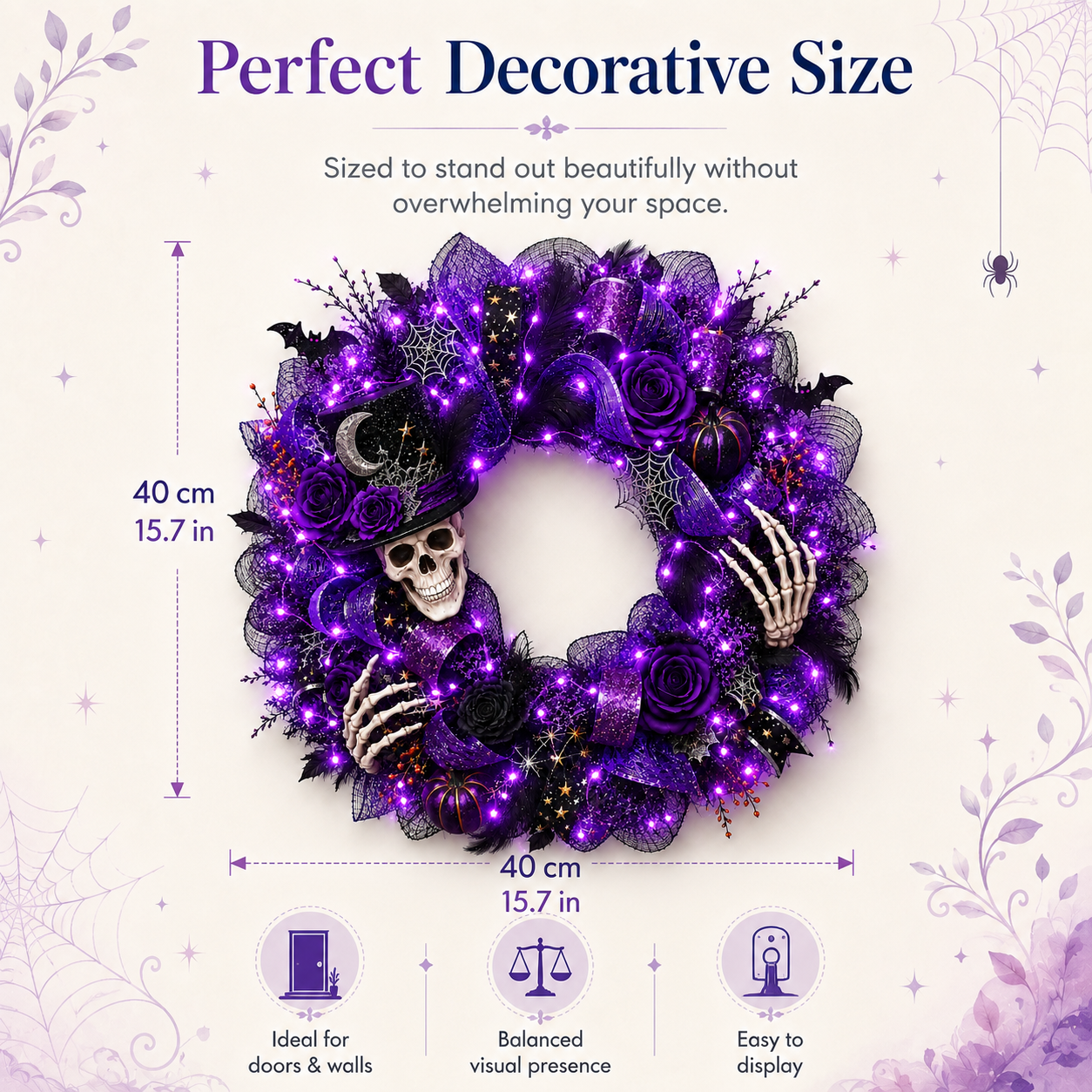 Light Up Halloween with a Spellbinding Purple Gothic Wreath 💀💜🎃✨